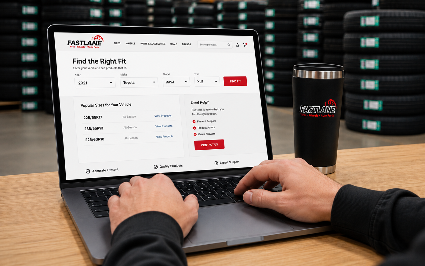 Tire service equipment used to support fitment decisions
