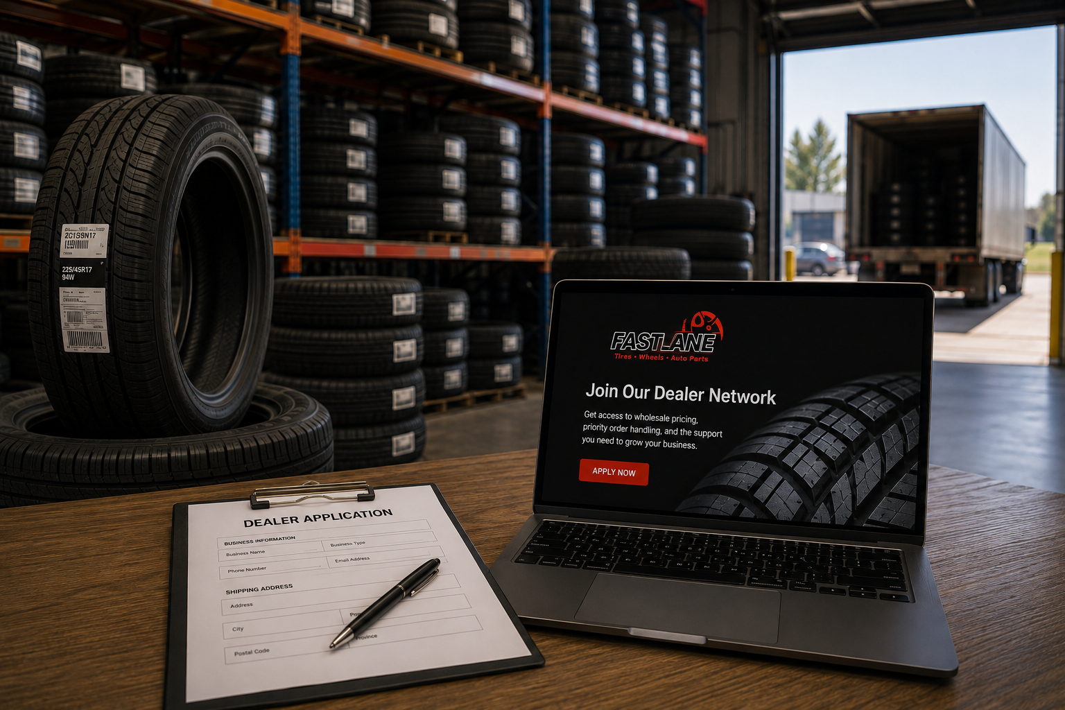 Fast Lane Parts tire inventory ready for dealer orders